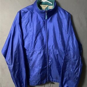 Vintage L.L. Bean Full Zip Hooded Windbreaker Rain Jacket  Mens Size M Blue